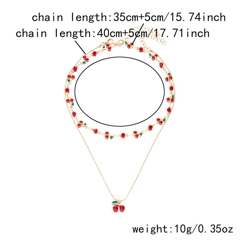 Nette Süße Rote Kirsche Kette Armband Halskette Für Frauen Vintage Gold Farbe Blume Obst Schlüsselbein Fußkettchen Hochzeit Schmuck – Detail 11