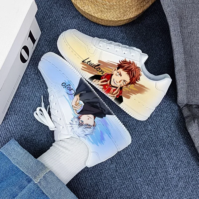 

Аниме дзюдзюцу кайсен Итадори Юдзи Годзё Сатору студенческие кроссовки весенние новые туфли с высоким берцем для отдыха с ручной росписью повседневная обувь