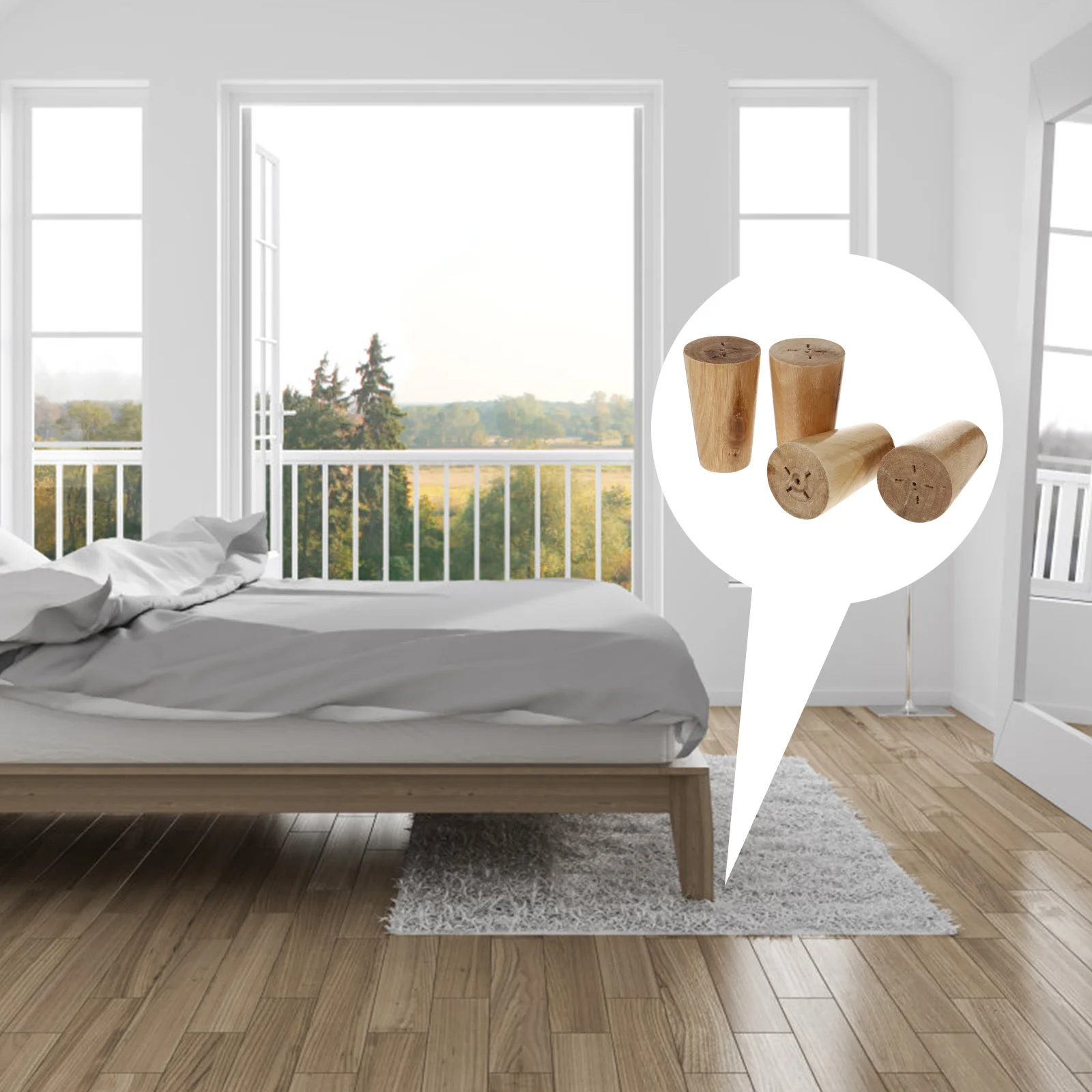 4 Pcs Sofa Legs Cabinet Bun Foot Sofas Solid Wood Wooden Couches Feet Furniture Hardwood Table White Vanity