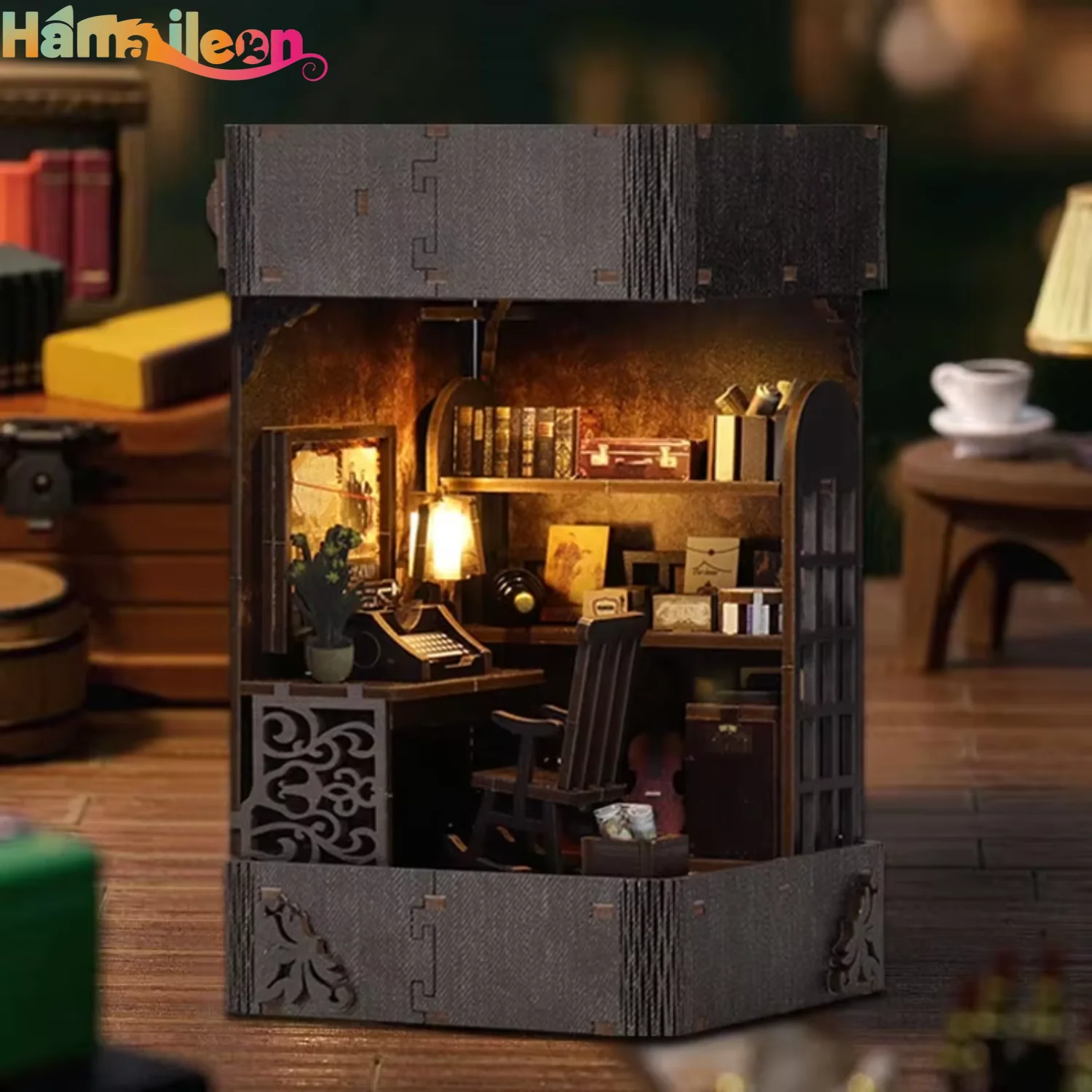 Hamaileon DIY Dollhouse Book Nook House Miniature Wooden Puzzle 3D Book Nook for Assemble Handmade Toys For Adults/Teenagers