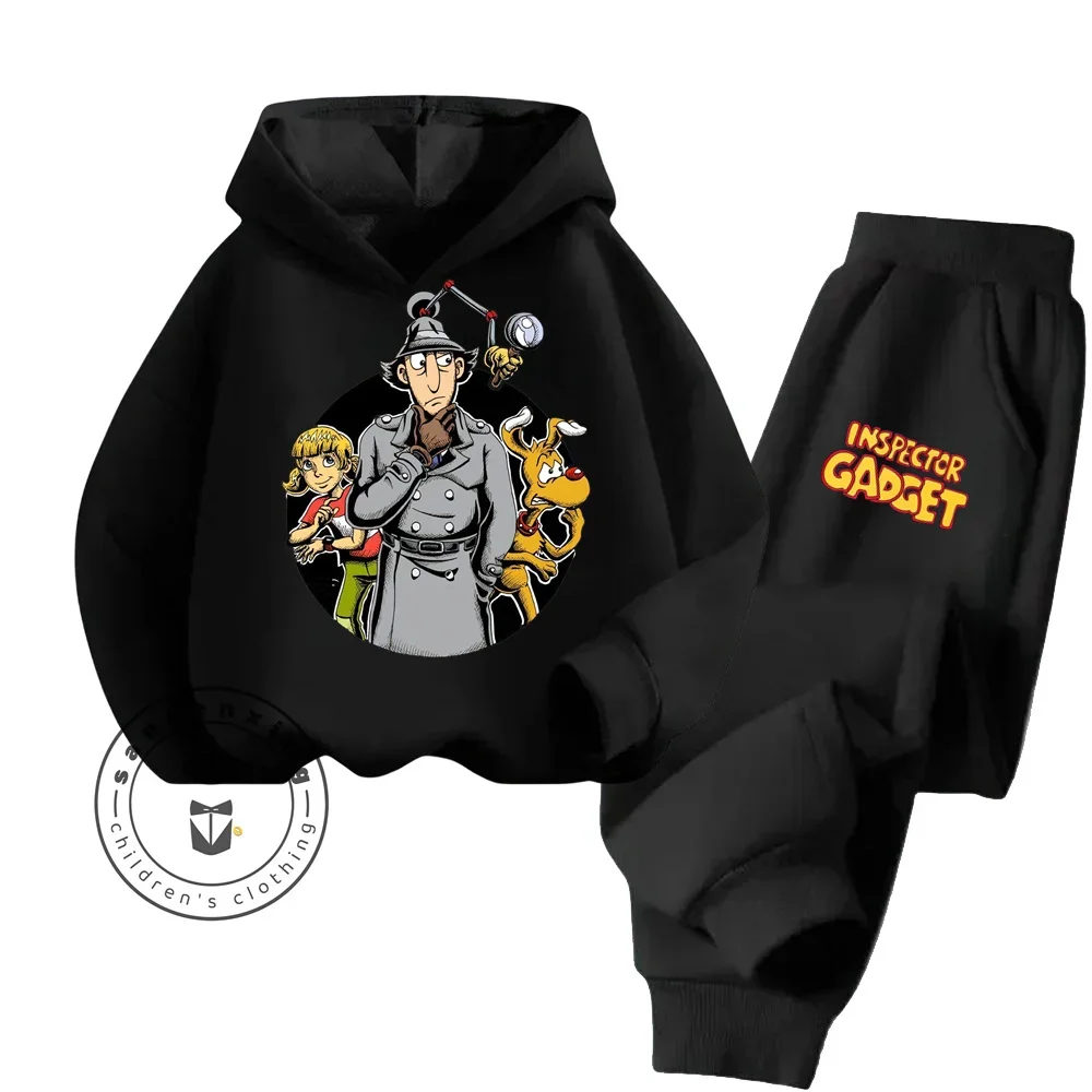 2024 High Quality and Affordable Cartoon Inspector Gadget Soft Touch Durable Long Sleeve Hoodie Set Suitable for Children Wear