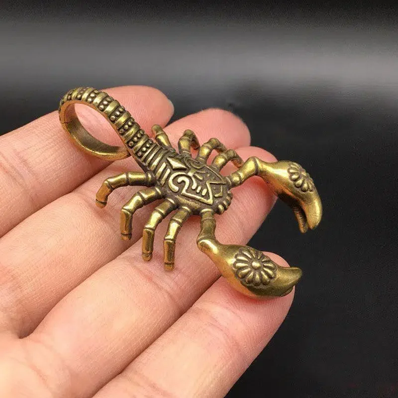 Vintage Brass Scorpion Miniatures Figurines Office Desktop Small Ornament Tea Pet Home Decoration Accessories Children Toy Gifts