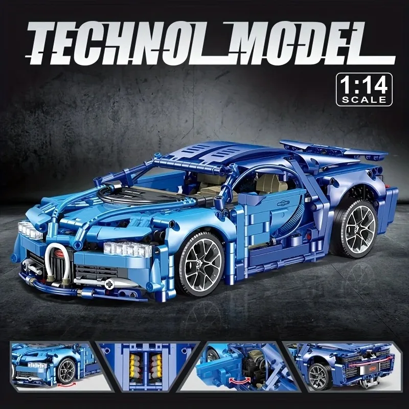 Bluce Sports Car MOC Building Blocks Kit, 1:14 Scale Sports Car Model  Bricks Toys for Boys Children Gifts