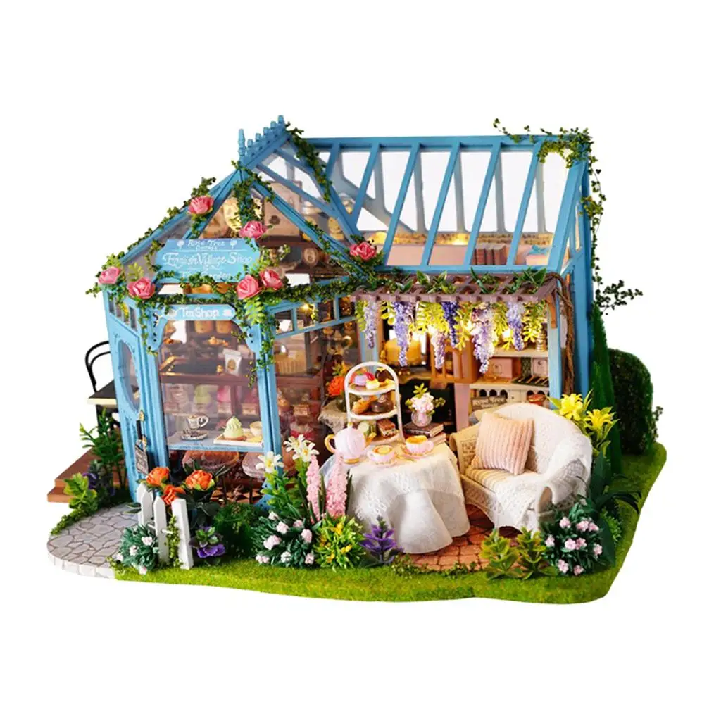 1/24 Scale DIY Wooden Dollhouse Miniature Project with Furniture LED Lights Hand Toys for Girls Home Decor