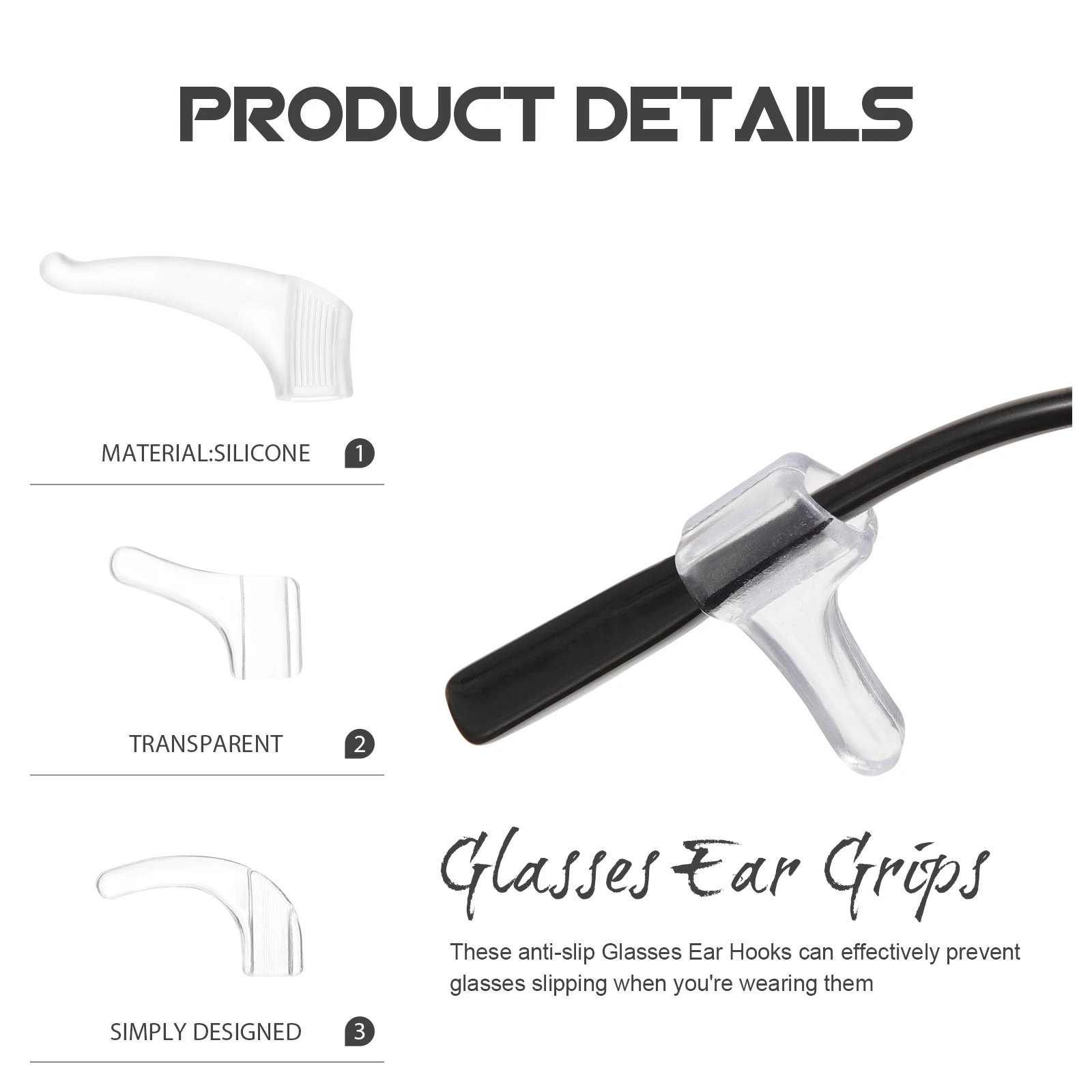 

Eyeglasses Ear Grips Anti-Slip Silicone Glasses Holders Non-Skid Retainers For Sunglasses Reading Glasses Comfortable