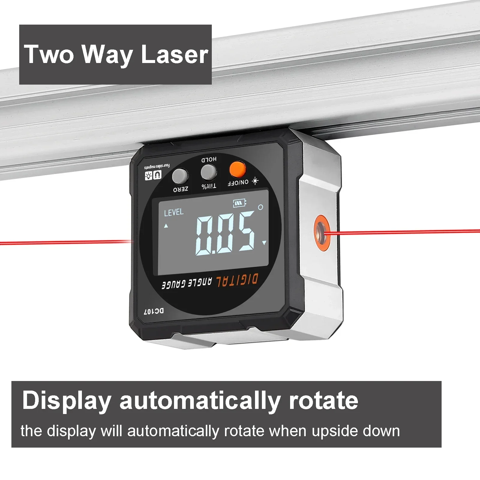 USB Chargable Inclinometer Magnetic Base Goniometer Magnet Tilt Tools Laser Digital Protractor Inclinometer Laser Level Ruler