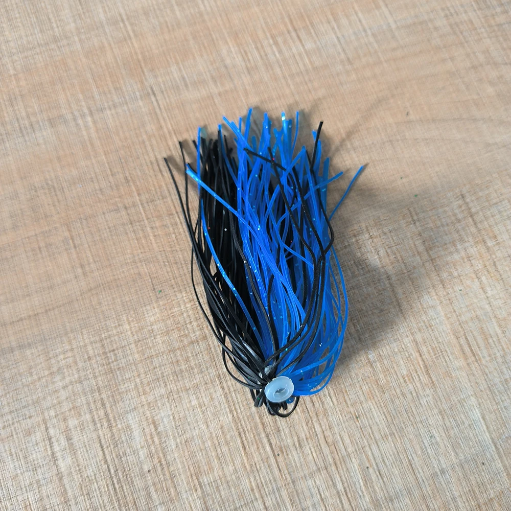 8 Bundles 50 Strands Silicone Jig Skirts Fishing Accessories for Buzzbait SpinnerBait Jighead Color Blue&black