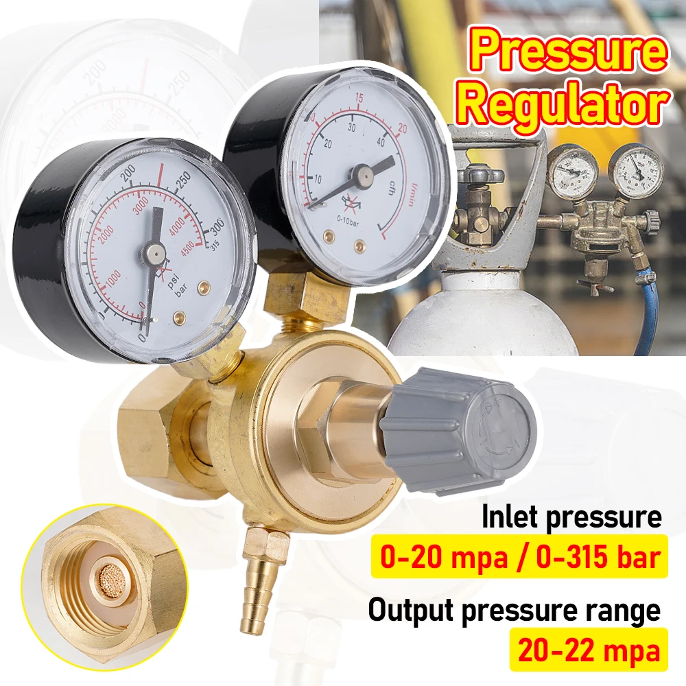 CO2 Gas Bottle Regulator Carbon Dioxide Pressure Reducer For Beverage Beer W21.8 Double Gauge Regulator Measuring Instrument