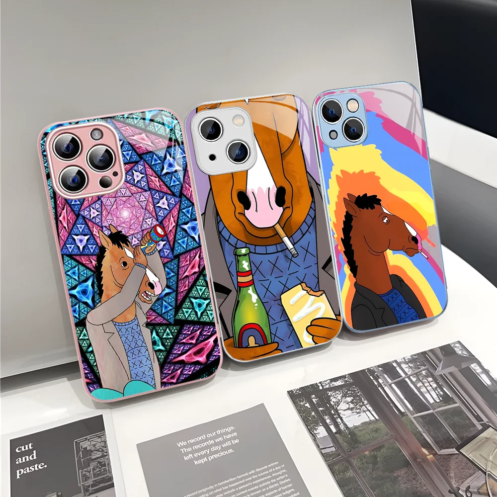 BoJack Horseman Phone Case Tempered Glass For Iphone 14 13 12 11 Pro Mini XS MAX 14Plus X XS XR Cover