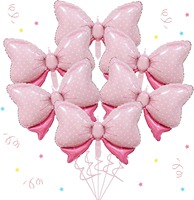 6pcs Minnie Shape Bow Balloon Bow Tie Pink Balloon Mini Bow Balloon Wedding Bride Shower Girl Gift Balloon Decoration Supplies