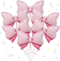 6pcs Bow Foil Balloon Bow Tie Pink Balloon Mini Bow Balloon Wedding Bride Shower Girl Birthday Gift Balloon Decoration Supplies