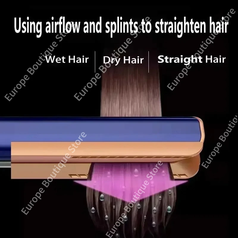 Pengering dan Pelurus Rambut Profesional 2-in-1 Cepat Kering dengan Ion Negatif, Alat Penata Rambut Tahan Lama untuk Rambut Basah dan Kering, Catok Keriting