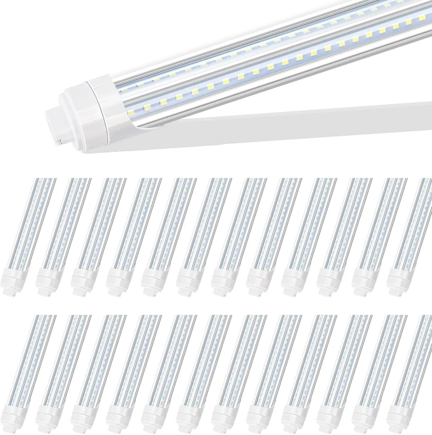 

R17D/HO 2 Pin LED Tube Light, 8 Foot, 90W Rotate V Shaped,T8 T10 T12 8FT LED Bulb,6000K Cold White, 10000LM, Clear Cover