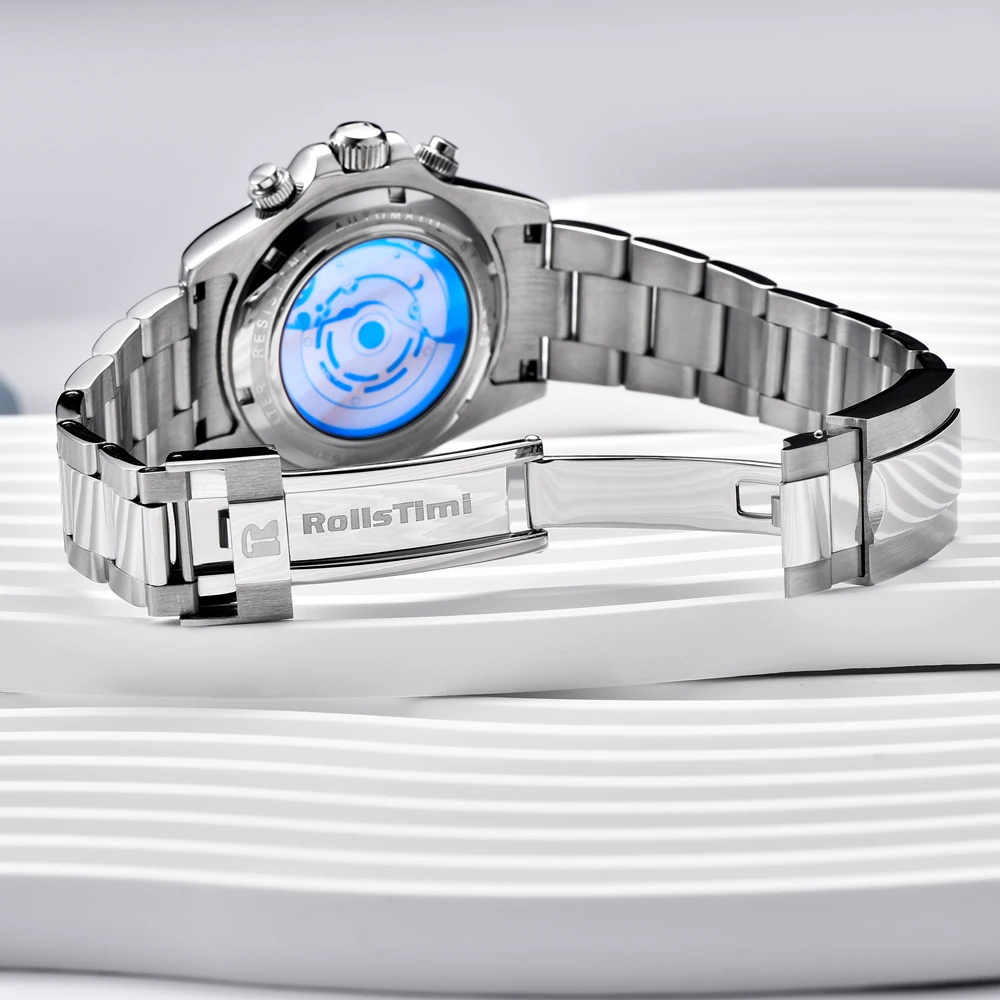 2025 New RollsTimi Brand Luxury Men Watches Quartz Sapphire glass Watch For Men Sport Waterproof 100M Chronograph