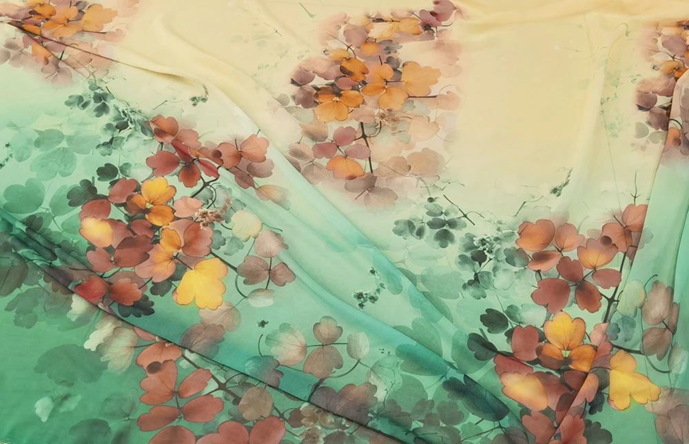 1 Meter x 1,48 Meter Blumenmuster Chiffon-Gaze Tanzkleiderstoff Chiffon 50D – Detail 5
