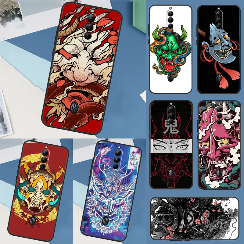 Japanese Hannya Oni Mask For Nubia Red Magic 8 Pro 8 Pro+ Case For ZTE Red Magic 6S 7S 6 7 Pro 5G 5S 6R Phone Cover