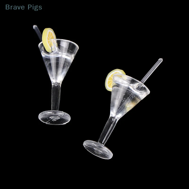 2PCS Miniture Drink Lemon Juice Cups Kitchen Toys 1:12 Dollhouse Accessories