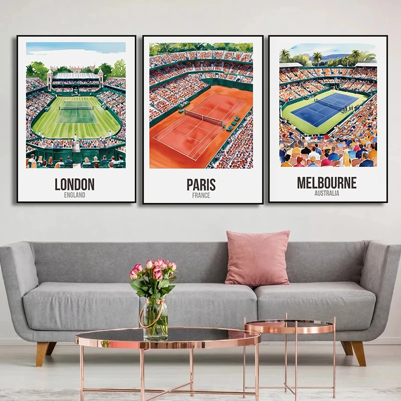Grand Slam Tennis Poster Canvas Painting Prints Wall Art New York London Australian Open Art for Living Room Home  Decoration