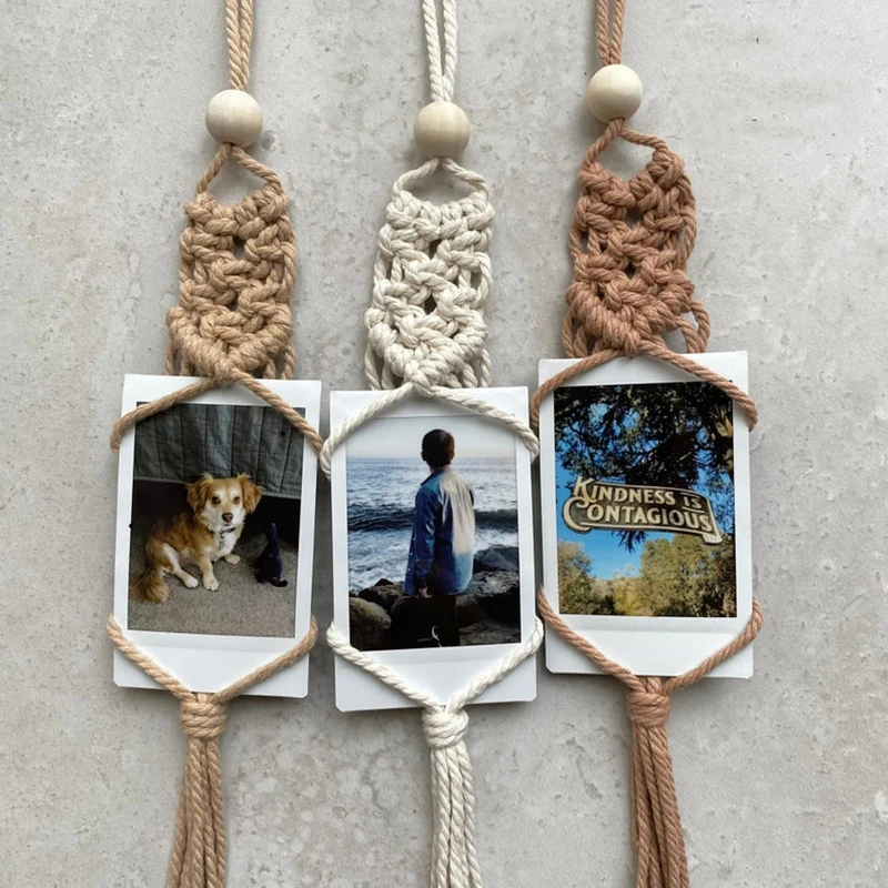 

Macrame Wall Hanging Photo Display Macrame Picture Photo Frame Boho Home Decor Kids Baby Room Decoration Gift Macrame Car Hanger