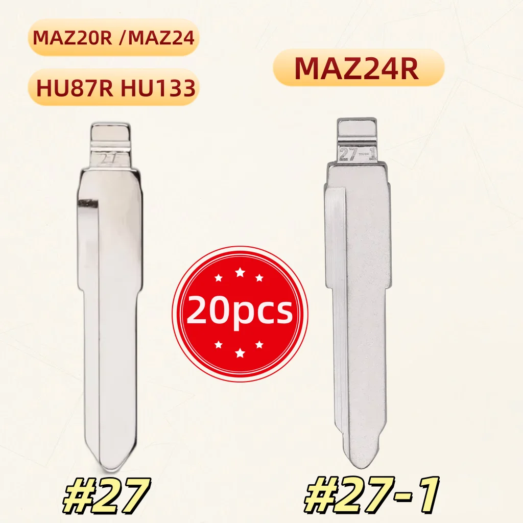20pcs/lot #27 #27-1 Metal Uncut Flip Remote Key Blade For Mazda MAZ24R Key Blade MZ31 MAZ-11D for Keydiy KD Xhorse VVDI JMD