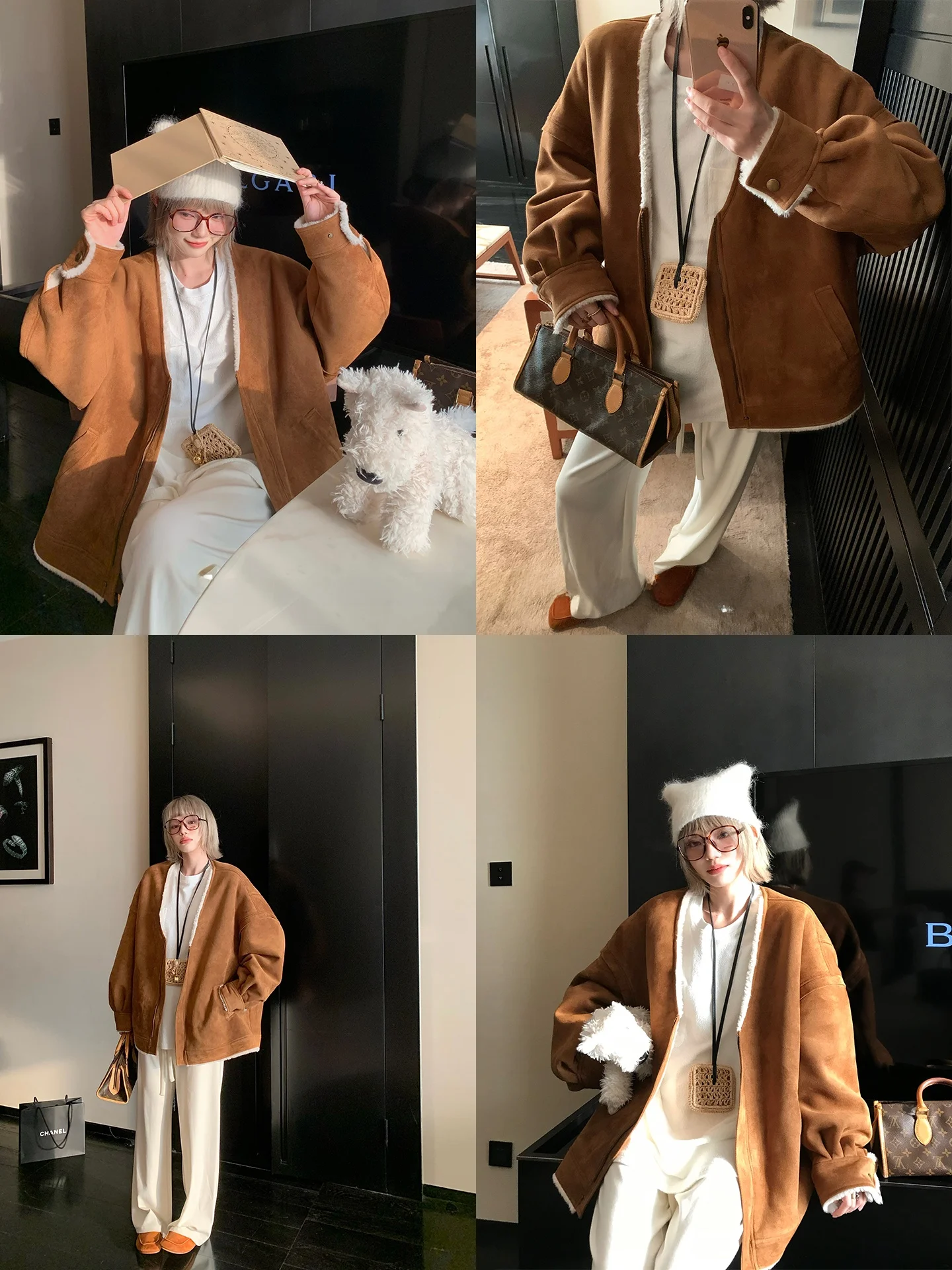 Dames Biker Sle Suède Jaet Thiened Winterjas Bont Gevoerd Loose Fit Retro Motorkleding Winter 2025, Nieuwe collectie