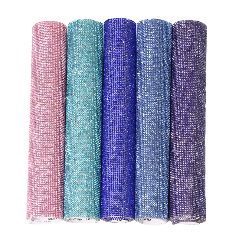 SS6 2mm 24x40cm Self Adhesive Crystal Rhinestone Mesh Glitter Car Sticker Sheet Craft Shoes Diy Trim Art Crafts Supplies