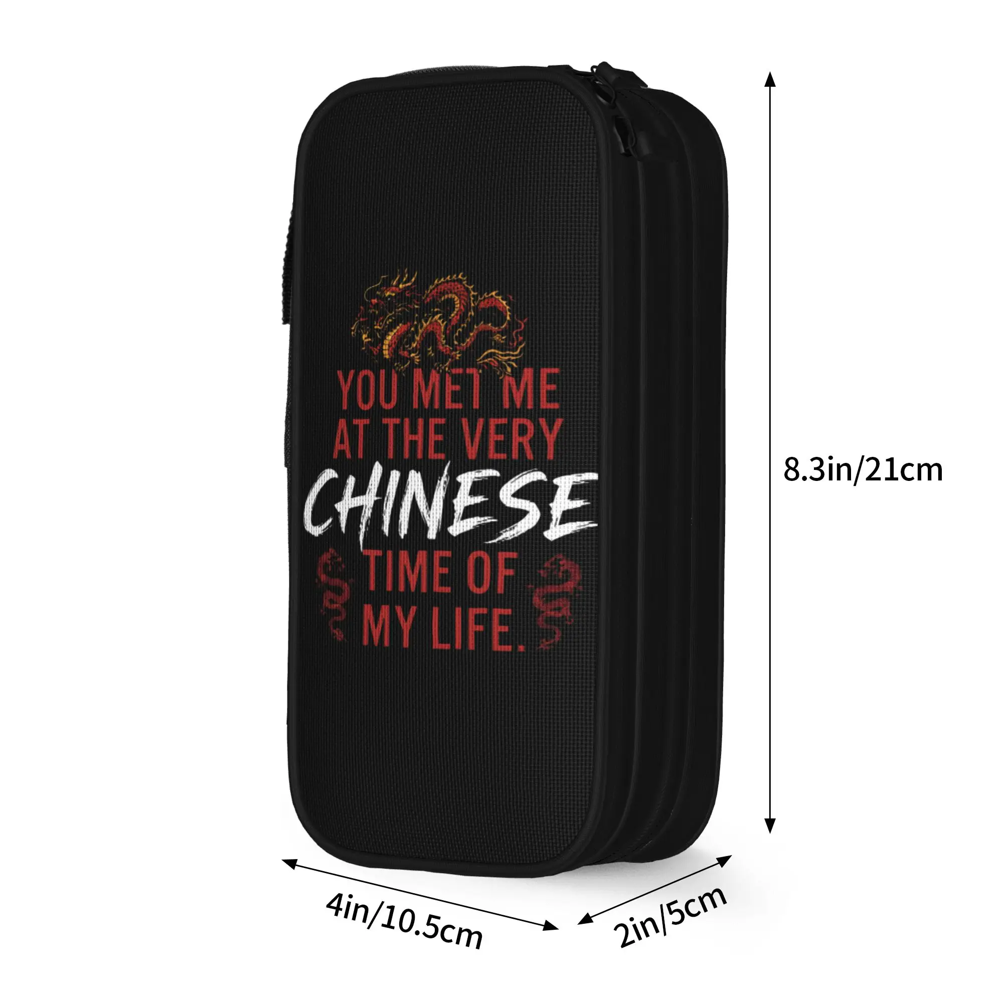 Red Dragon You Met Me At A Very Chinese Time Pencil Cases  Pencilcases Pen Box Large Storage Bag School Supplies Stationery