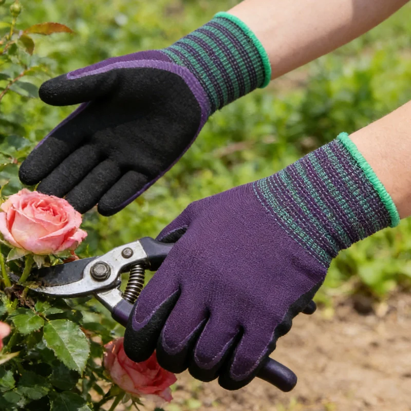 1 Pair Purple Black Anti Slip and Wear-resistant Protective Gloves Outdoor Gardening Construction Site Work Protective Gloves