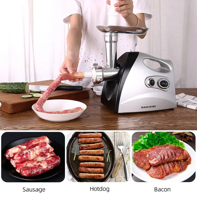 SUNATUR Electric Meat Grinder Blood Sausage Kitchen Machines Food Processor 700W Chopper Electric Food Crusher Kitchen Appliance