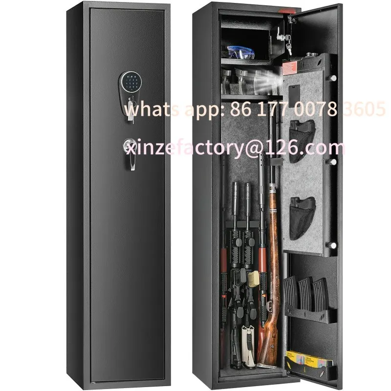 

Customizable 3-8 Rifles Gun Safe w/ Digital Keypad & Lock Gun Storage Cabinet with Removable Storage Shelf for Home Long Gun