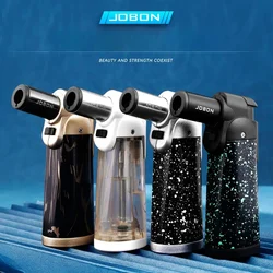 2024 JOBON Windproof Jet Flame Welding Gun Inflatable Lighter Safety Lock Switch Visible Gas Window Portable Gas Cigar Lighters