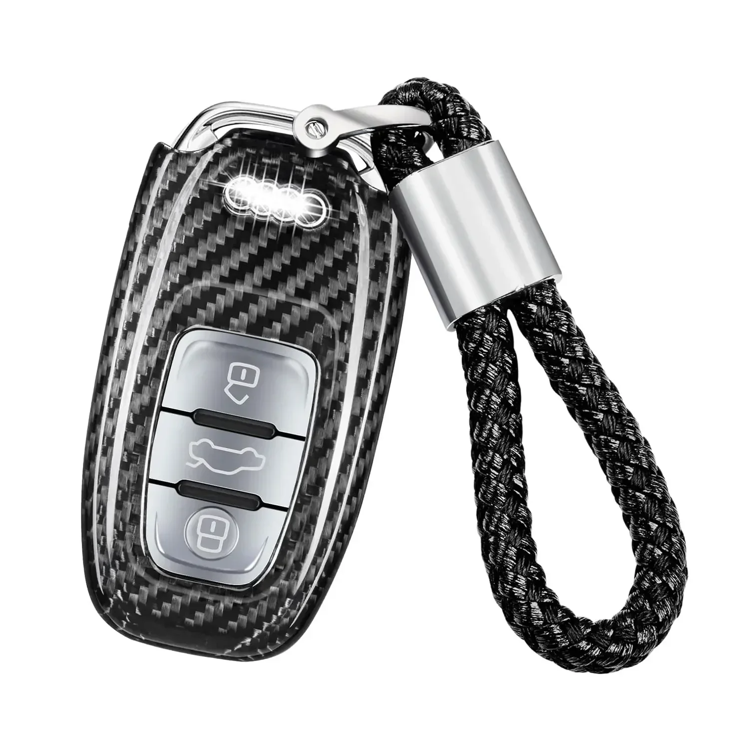 

Carbon Fiber Key Fob Cover Case Shell Protector For Audi A4-A8 Q5 Q8 R8 RS4 RS5 RS6 RS7 S4-S8 SQ5 Keyless Smart Car Accessories