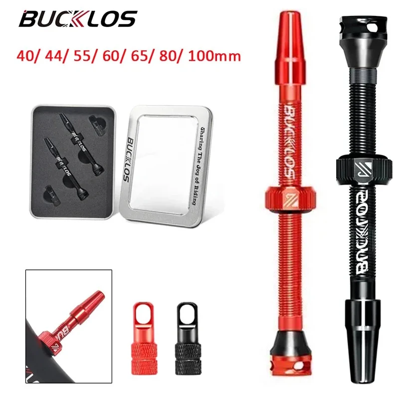 BUCKLOS 40/44/55/60/65/80/100 MM Fahrrad Tubeless Reifen Ventil Aluminium Legierung Rennrad Ventil F/V Presta Ventil Abnehmbare Reifen Werkzeug