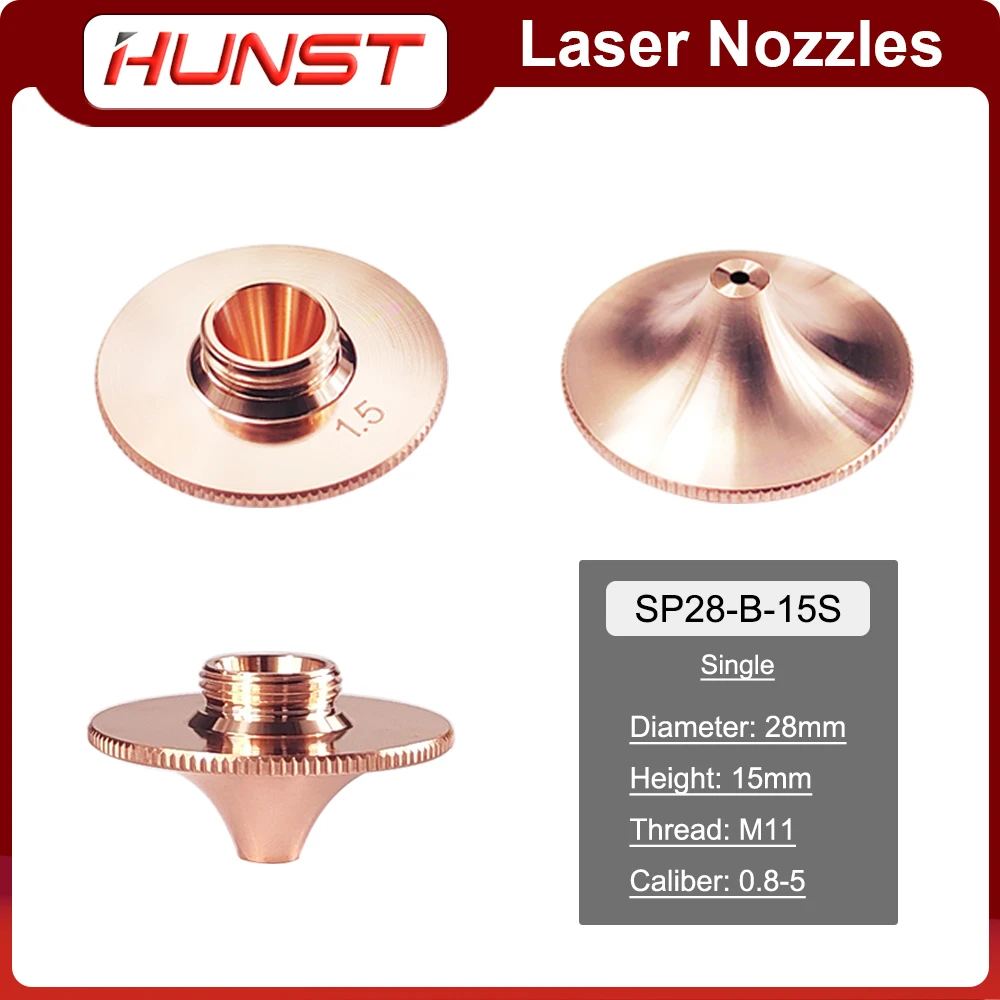 HUNST Dia.28mm Laser Nozzle Single Double Layer Caliber 0.8-4.0 For Raytools Precitec WSX Fiber Laser Cutting Head