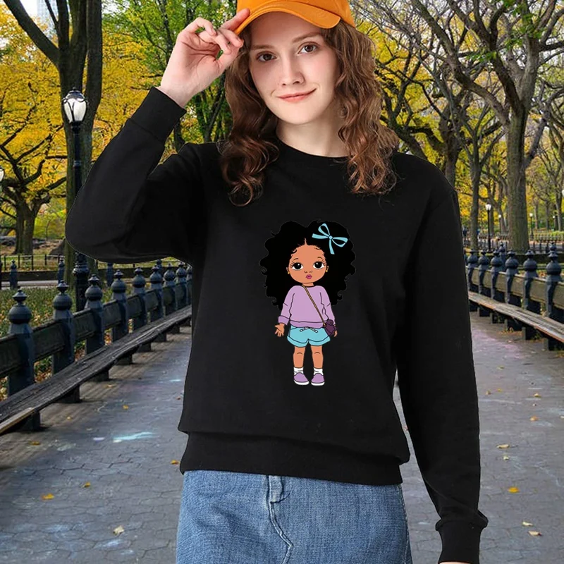 Cute Black Girl Thermal Heat Transfer Stickers DIY Print-On T-Shirt Hoodies Iron On Patches For Clothes Kid Applique Set