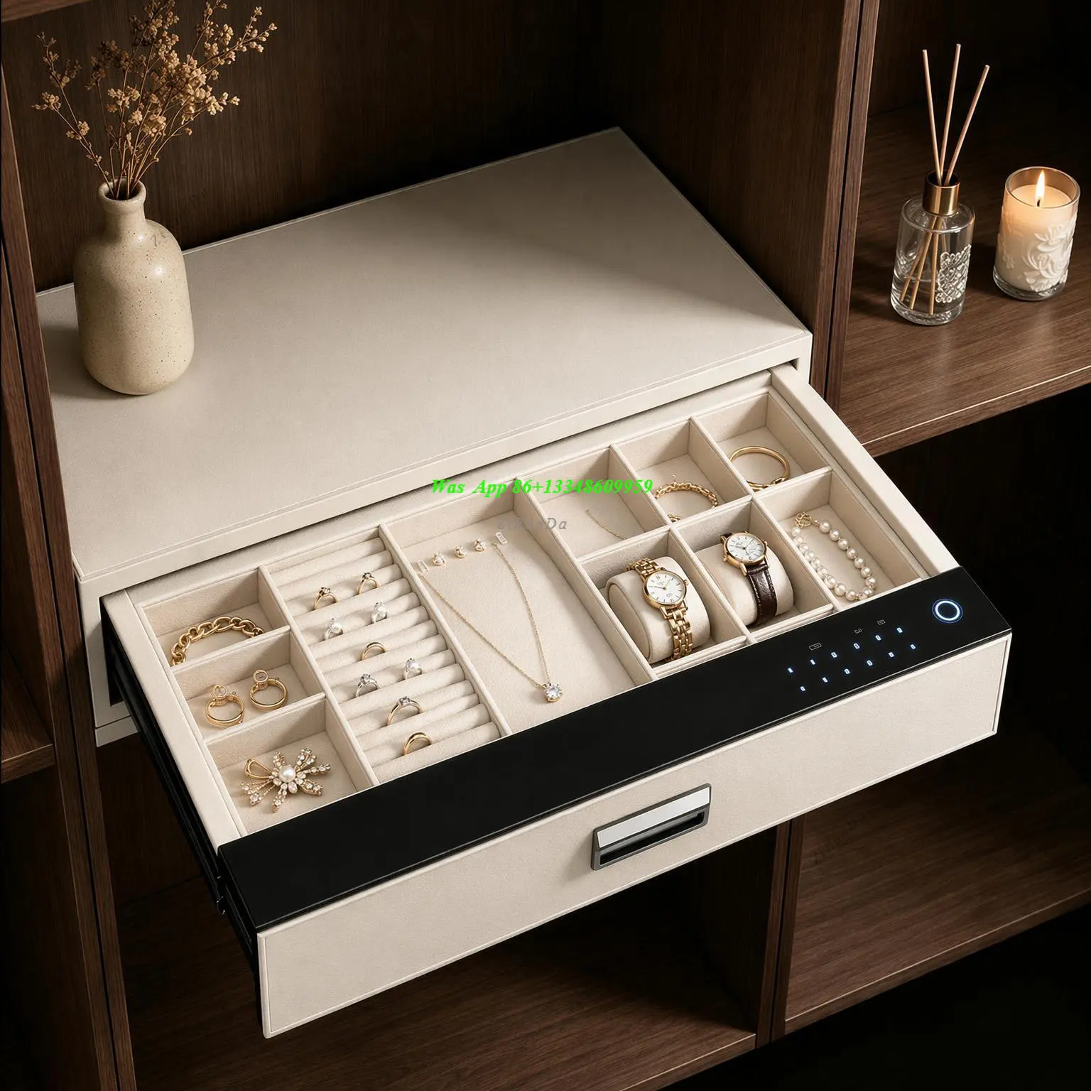 Leather Password Drawer Home Anti-theft Small Embedded New Gold Jewelry Fingerprint Bedside Safe