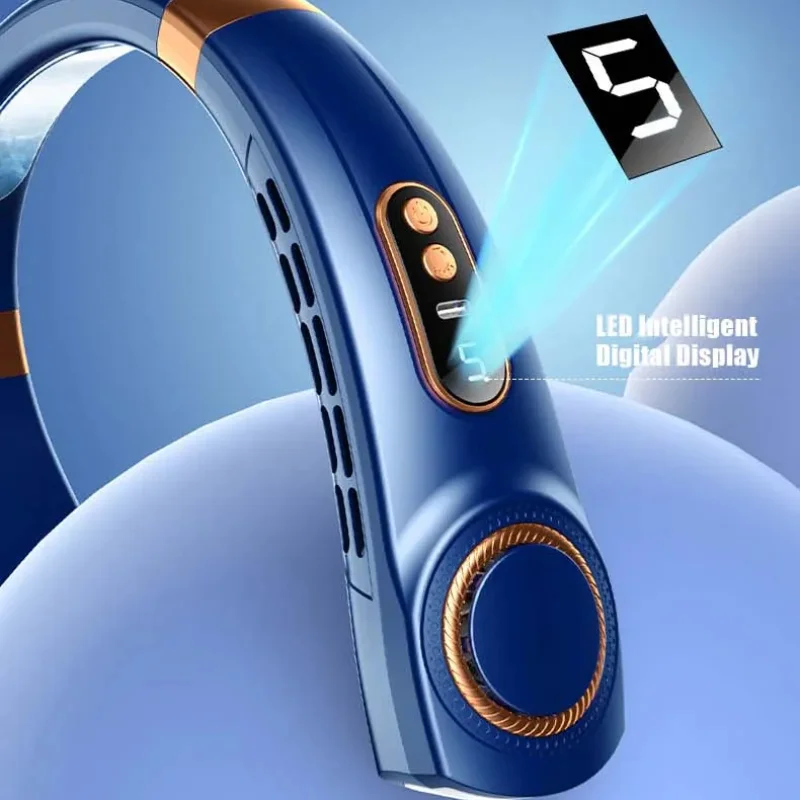 Портативный мини-подвесной вентилятор Xiaomi для шеи, цифровой дисплей, безлистный бесшумный электрический вентилятор, USB перезаряжаемый охладитель для шеи, кондиционер