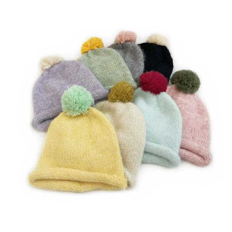 1-6Y Candy Colors Baby Girls Winter Hat Pom Pom Ball Children Knite Beanie Girls Boys Fashion Knitted Warm Bonnet Hats Kid Cap