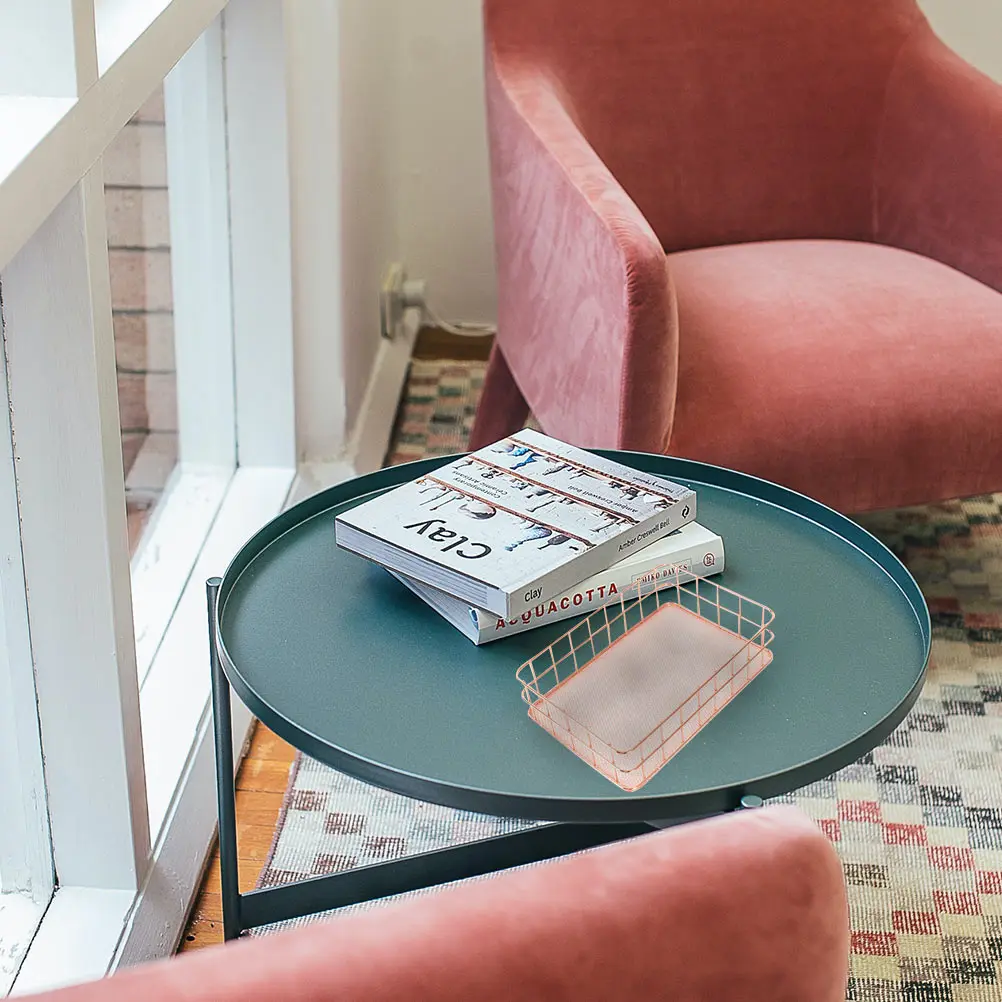 

2pcs Iron Storage Baskets Desktop Organizer Containers Home Use Multipurpose Basket For Cosmetics Keys Stationery Household