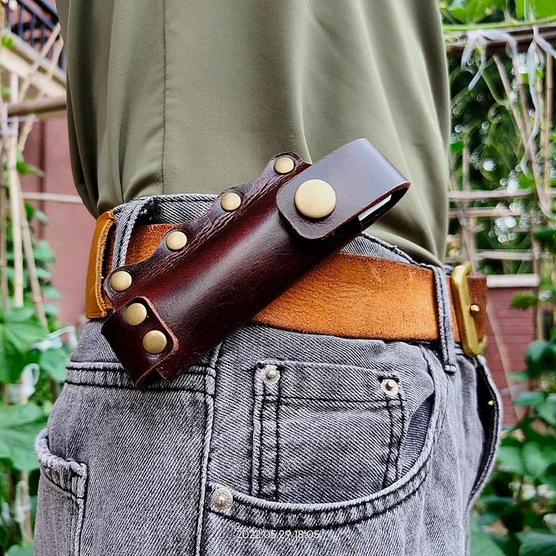 Folding Knife Leather Sheath Jackknife Waist Bag Belt Pack Portable Military Knife Cover Outdoor knife Case customized Size MC