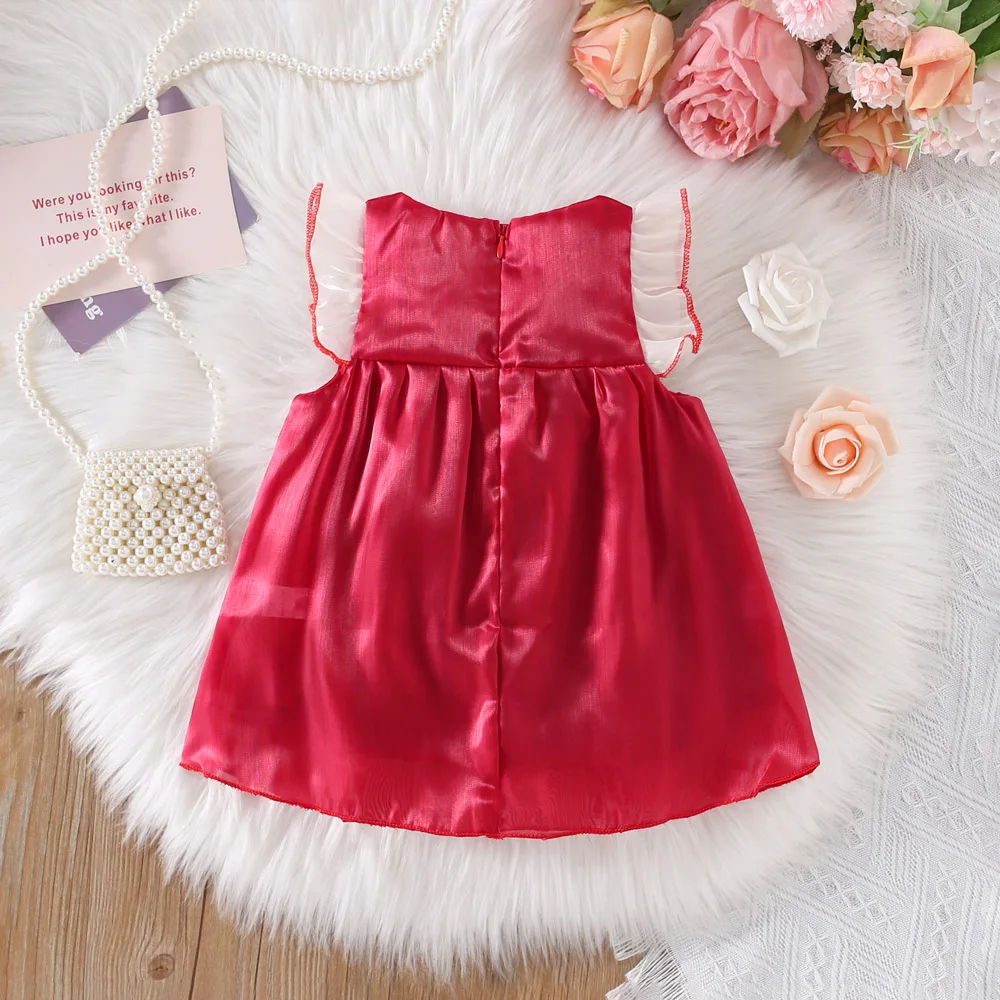 Baby Girl Dress Summer Bow Mesh Solid Color Simple Fluffy Girl Kid's Dress Cute Gorgeous Baby Girl Princess Dress