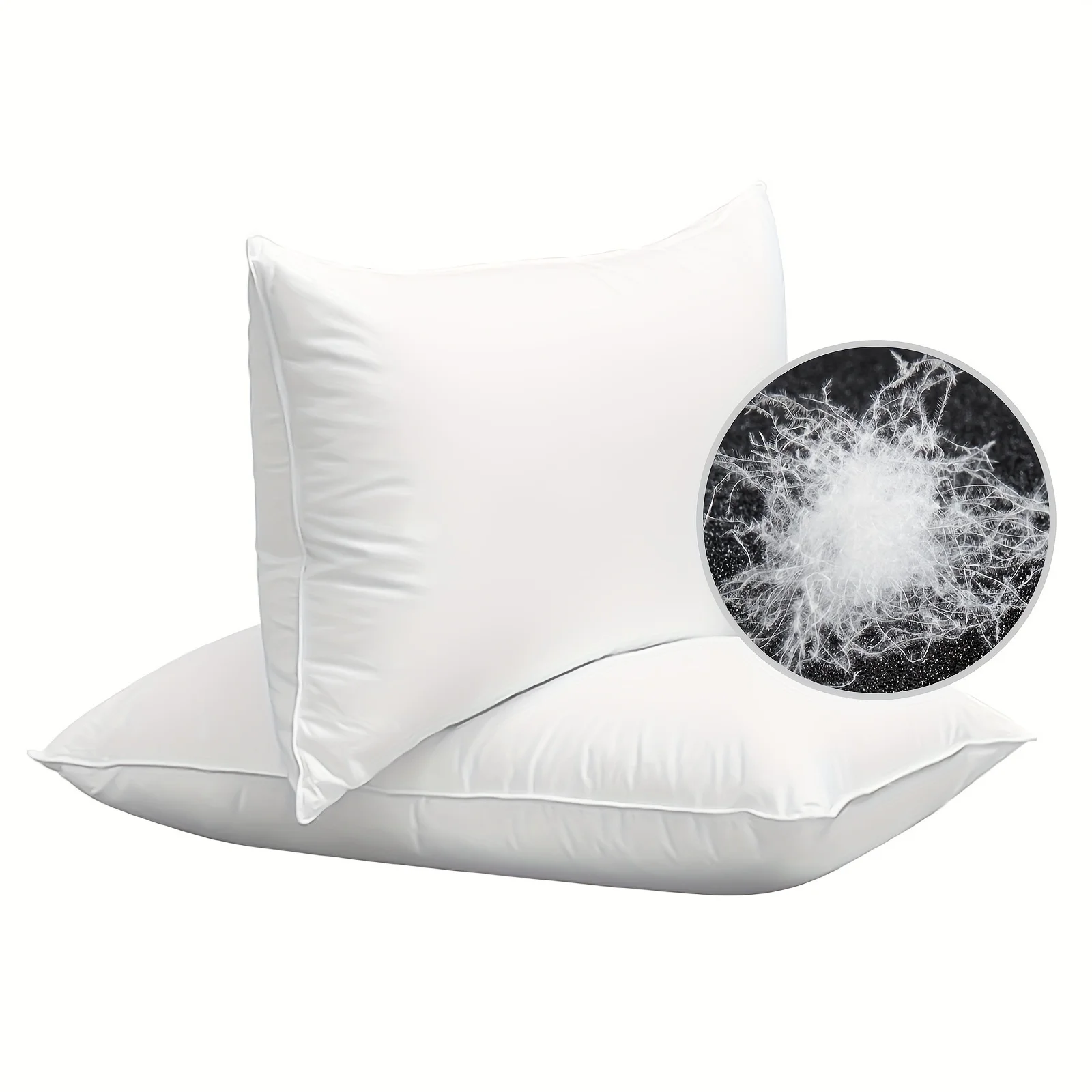 

2pcs Luxury Goose Down Pillow Queen Size Feather Insert Alternative Bed Pillow For Home Hotel