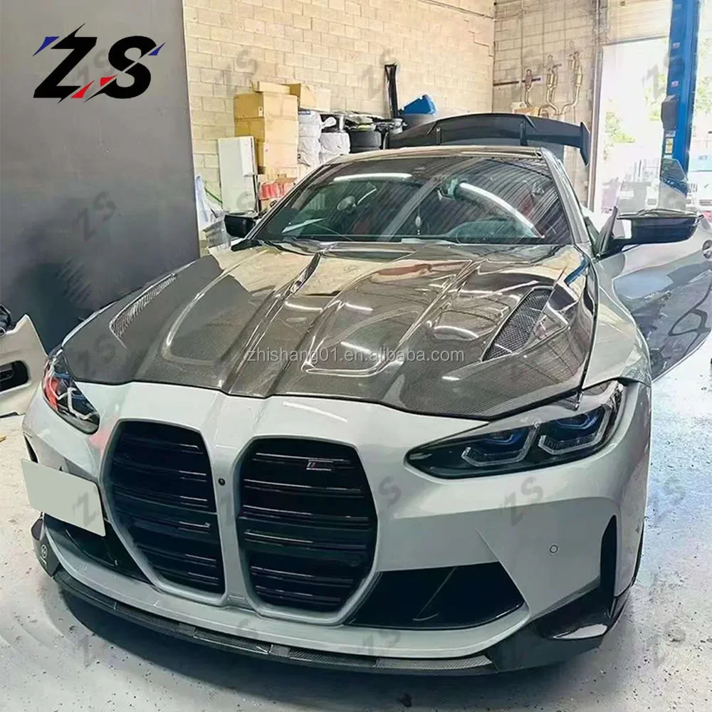 ZS High quality Transparent IMP style carbon fiber car hood for  M3 M4 G80 G82 carbon fiber engine cover