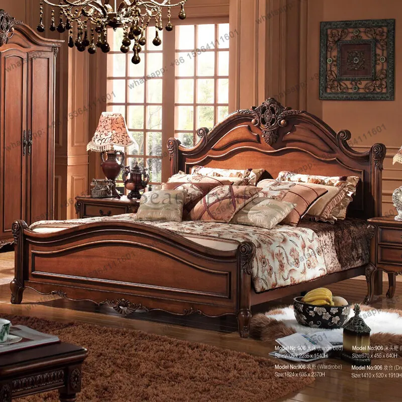 American solid wood European wedding bed master bedroom simple widened bed 1.8 meters