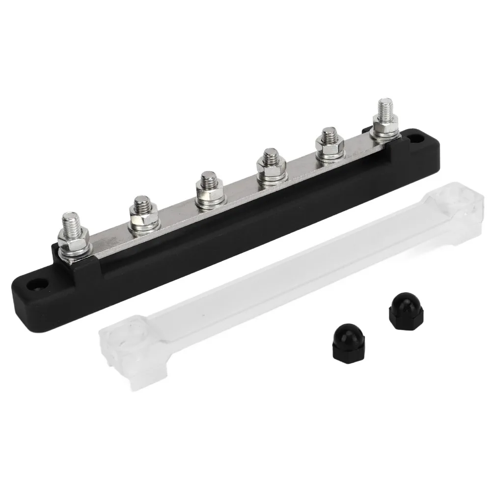 Marine Power Distribution M6 Screw Power Distribution Block 6 Terminal DC 12V-48V Bus Bar Distribution Block Boat