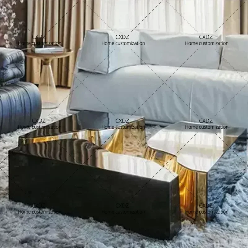 XXSimple Stainless Steel Console Coffee Tables Post-Modern Metal Painted Square Coffee Table Exquisite Simple Home Furnit