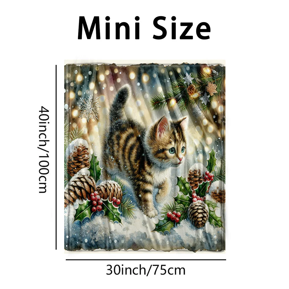 Santa Kitty Microfiber Blanket Super Soft Throw Blankets For Bed Bedspread Sofa Decorative Camping Picnic Winter Warm Blanket