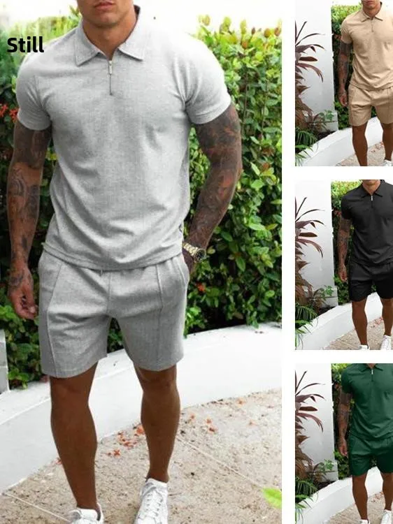 

Men's Casual ort Sve Slim Fit orts Sportswear Set Sli Two Piece Suit Autumn Season Seven Quarter Sve Length