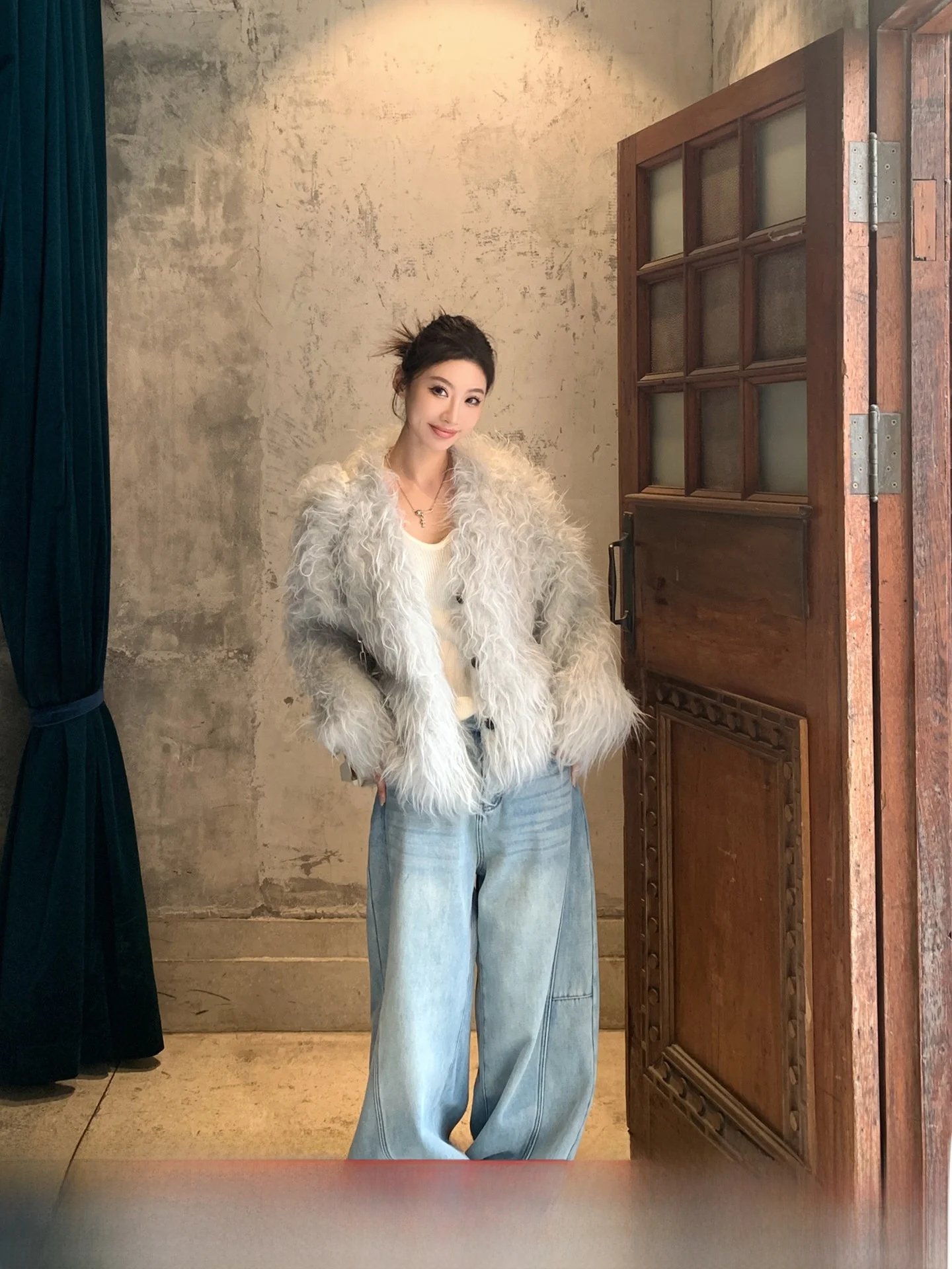 

GV Big Brother Loose Daily Water Waed Fce Wide Leg Jeans Women's Autumn Winter New Sle Casual Loose Fit l Waist