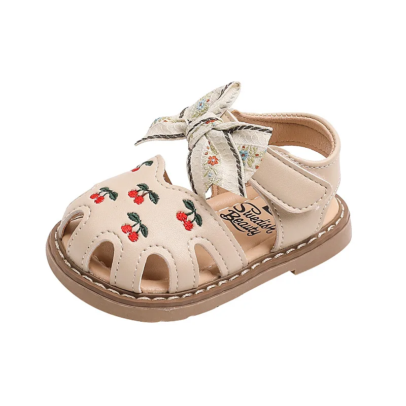 

Skin-Friendly Rubber Soles Non-Slip PU Leather Princess cherry Sandals, Toddler First Walking for Beach